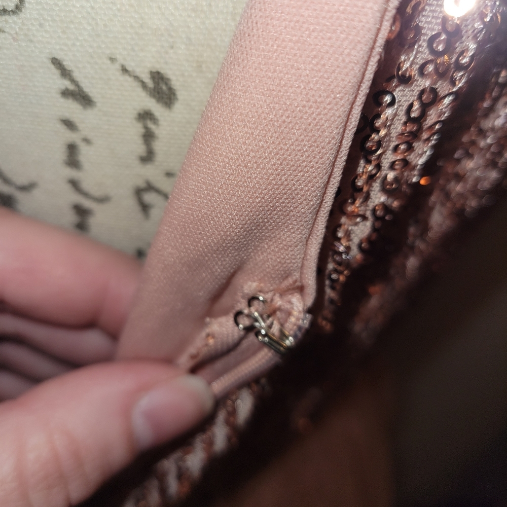Maniju Peach/Pink Prom Sequined Dress - Picture 12 of 13